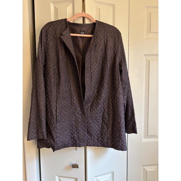 Eileen Fisher Quilted Silk Jacket – Size 1X – Plum Purple - Picture 2 of 9
